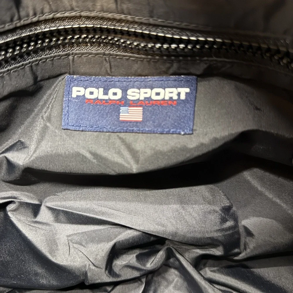 Polo Sport Vintage 90's Medium Zip Tote Gray Signature Script Travel School Bag